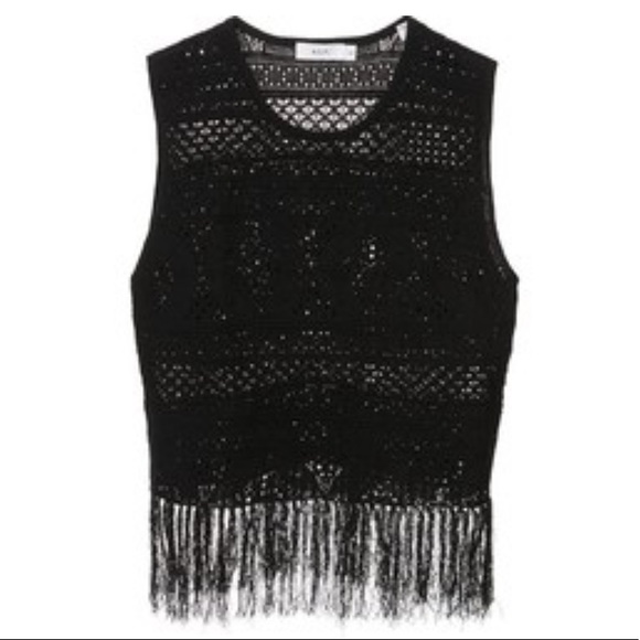 A.L.C. Tucker Fringe Pointelle Crochet Crop Tank - Picture 3 of 8